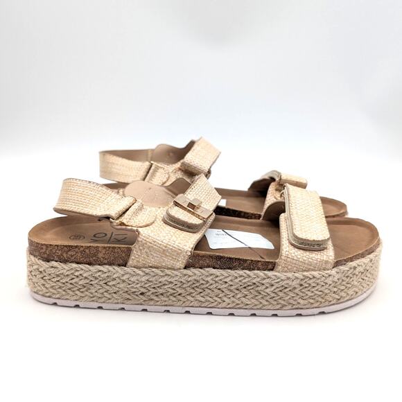 Yoki Chiara 20 Platform Espadrille Double Strap Sandals Raffia Size US8.5 EU39 - Picture 3 of 9